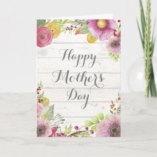 Carte Rustique Watercolor Floral Mother's Day Card