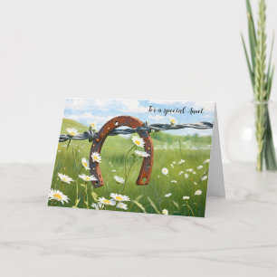 Carte Rusty Horseshoe pour l'anniversaire de la tante