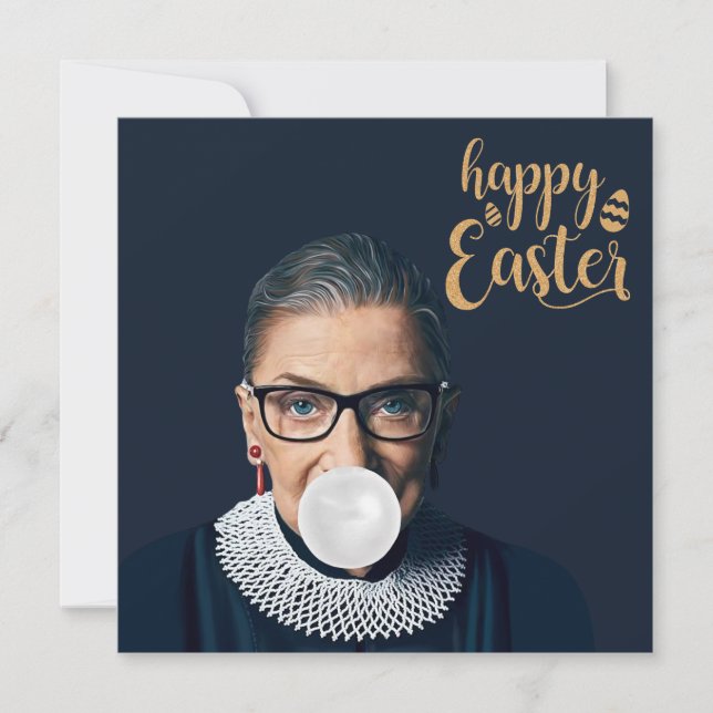 Carte Ruth Ginsburg souffler Bubble gomme Joyeux Pâques (Devant)