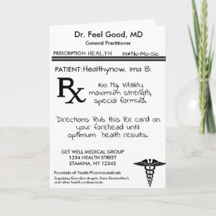 Carte RX Prescription Pad Funny Get Well Card
