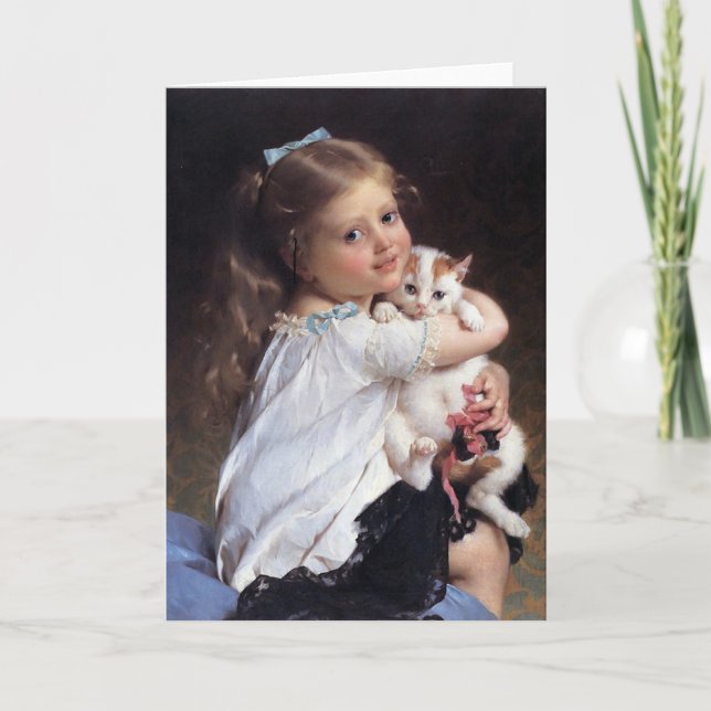 Carte Sa petite fille du meilleur ami | avec le chaton (Devant)