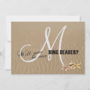 Carte Sable et Starfish Plage Monogramme Porteur d'annea