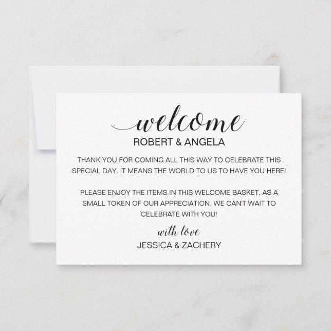 Carte Sac cadeau de bienvenue Mariage moderne avec des n (Devant)