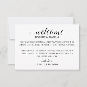 Carte Sac cadeau de bienvenue Mariage moderne avec des n
