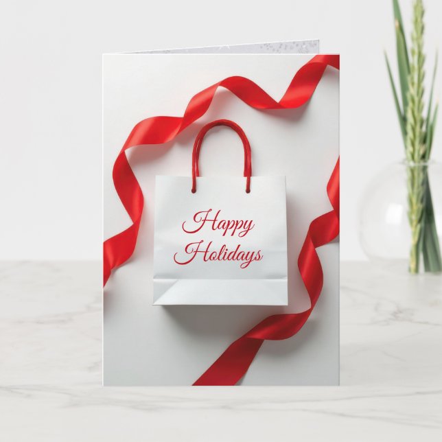 Carte Sac Cadeau Fêtes avec Rubans Rouges (Devant)