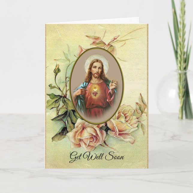 Carte Sacré Coeur de Jésus Roses s'en sortent bientôt (Devant)