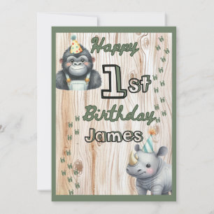 Carte Safari animal Gorilla Rhino Anniversaire