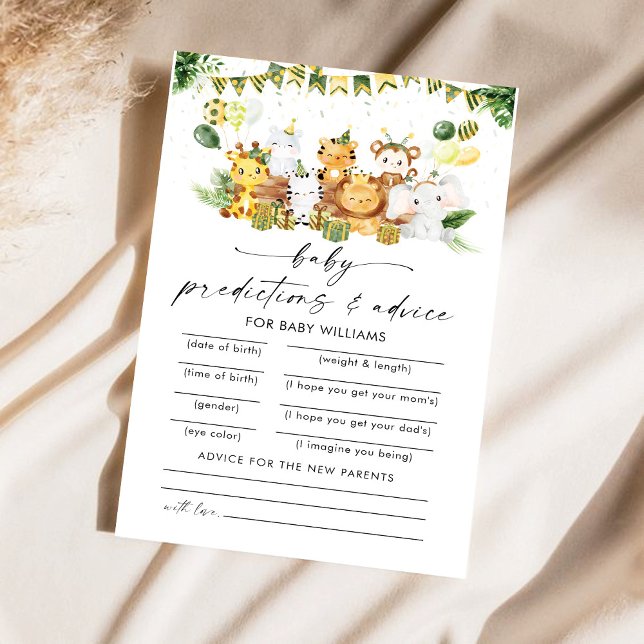 Carte Safari Animaux Baby shower de prédictions (Créateur téléchargé)