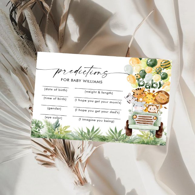 Carte Safari Animaux Baby shower de prédictions (Créateur téléchargé)