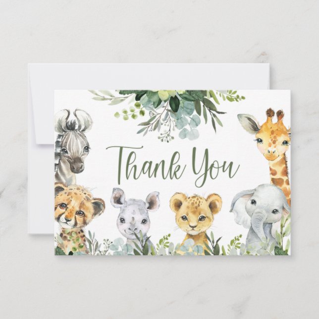Carte Safari Animaux Oh Baby Green Jungle Baby shower (Devant)