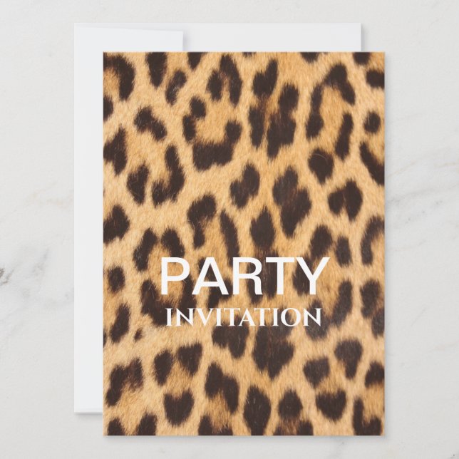 Carte safari empreinte de léopard girly chic fête d'anni (Devant)