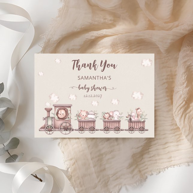 Carte Safari Jungle Animaux Train Baby shower Merci (Créateur téléchargé)