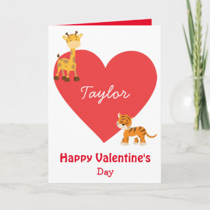 Carte Safari pour la Saint Valentin pour enfants