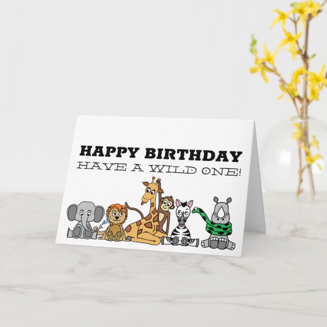 Carte Safari sauvage, Anniversaire des enfants (Fleur jaune)