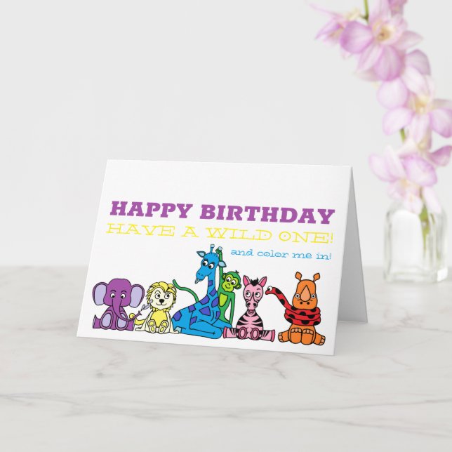 Carte Safari sauvage, Anniversaire des enfants (Orchidée)
