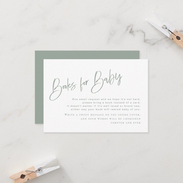 Carte Sage Blue/Green Baby shower Livres pour Baby Card (Devant/Arrière en situation)