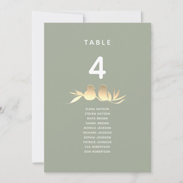 Carte Sage Green and Gold Wedding Seating Chart (Devant)