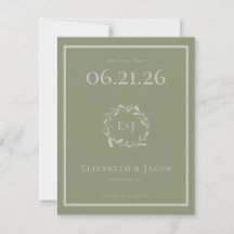 Sage Green Berries et Feuilles Sauvez la date