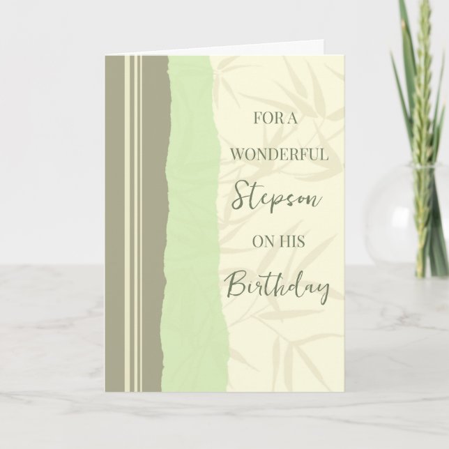 Carte Sage Green et Beige Stepson Anniversaire (Devant)