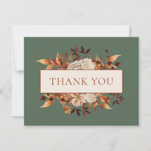Carte Sage Green Fall Terracotta Feuilles Merci Floral 