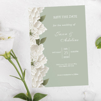 Carte Sage Green Luxury Floral Wedding Save the Date