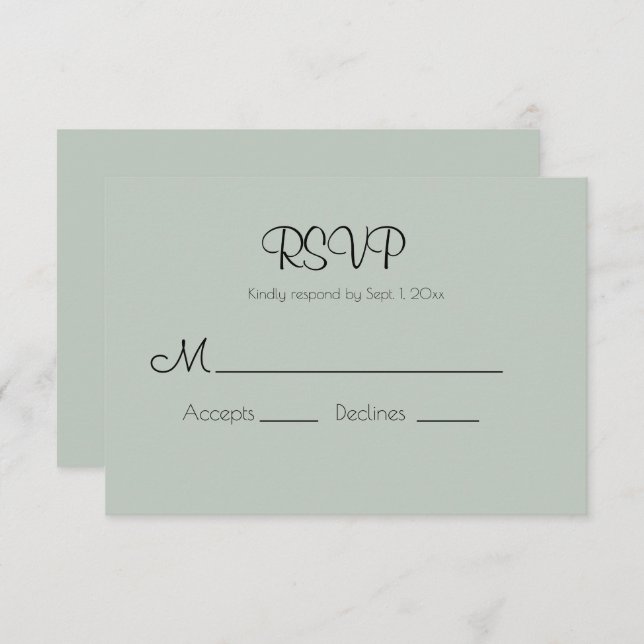Carte Sage Green Modern Wedding RSVP (Devant / Derrière)