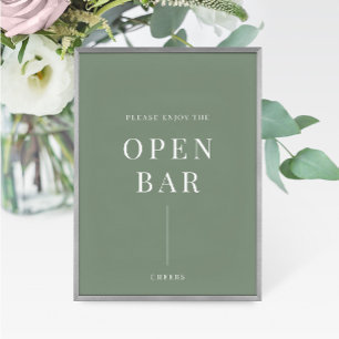 Carte Sage Green Moderne élégant Mariage Open Bar Signal