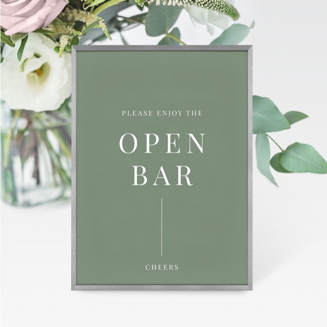 Carte Sage Green Moderne élégant Mariage Open Bar Signal (Créateur téléchargé)
