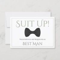 Sage Green sur White Be My Best Man Fun Bow Cravat