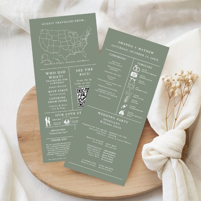 Carte sage  Green Wedding Infographic Program (Créateur téléchargé)