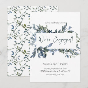 Carte Sage Silver Green Élégant Fiançailles Floral