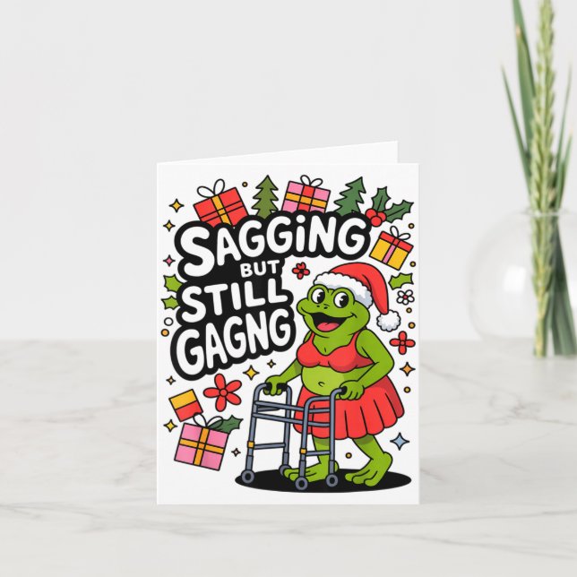 Carte Sagging But Still Gagging Funny Christmas Frog Hol (Devant)