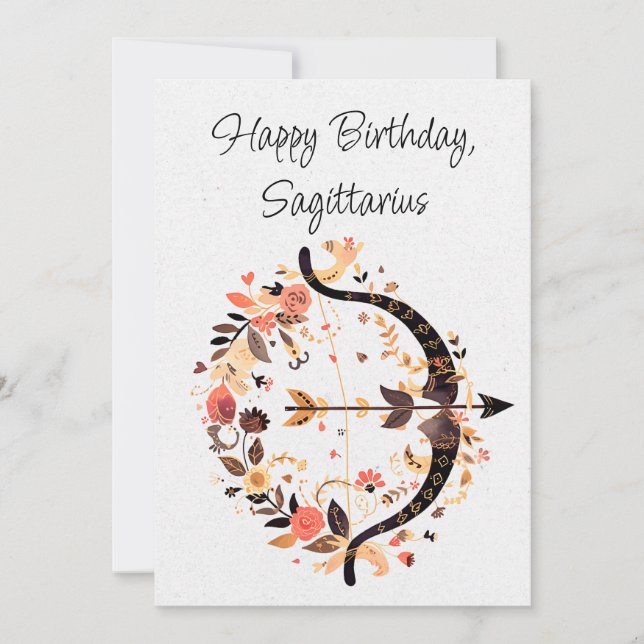 Carte Sagittarius Archer Zodiac Boho Birthday Flat Card (Devant)