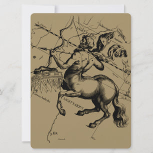 Carte Sagittarius Constellation Hevelius 1690 Engraving