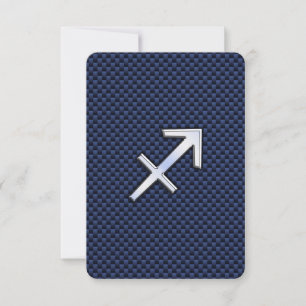 Carte Sagittarius Zodiac Sign on Blue Carbon Fibre Print