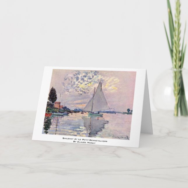 Carte Sailboat At Le Petit-Gennevilliers By Claude Monet (Devant)