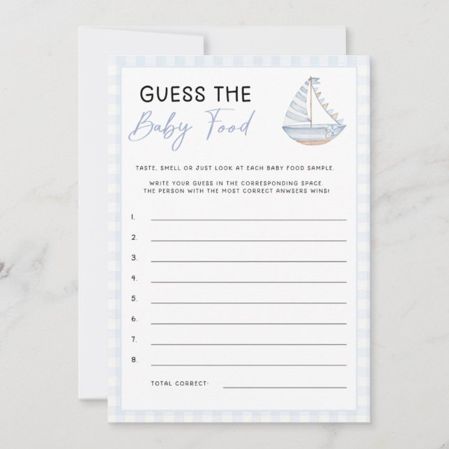 Carte Sailing Themed Baby Shower Baby Good Game (Devant)