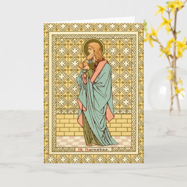 Carte Saint Barnabas l'apôtre (RLS 02) Salutation blanch (Fleur jaune)