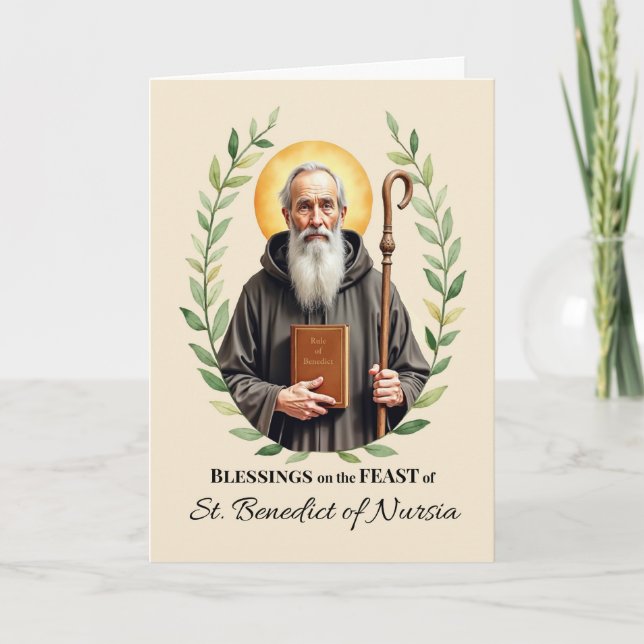 Carte Saint Benoît de Nursia Fête Jour Fête de la couron (Devant)