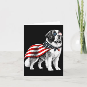 Carte Saint Bernard 4 juillet Drapeau Américain Chien