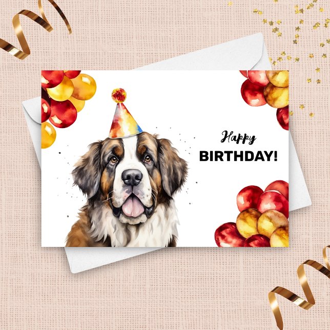 Carte Saint Bernard avec ballons et Casquette de fête An (Créateur téléchargé)