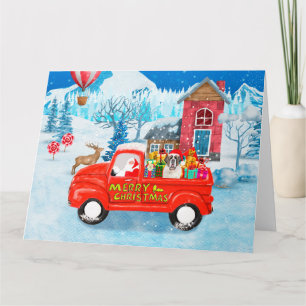 Carte Saint Bernard Chien Livraison de Noël Camion Neige