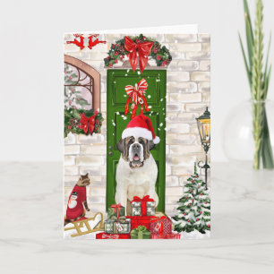 Carte Saint Bernard Chien Noël