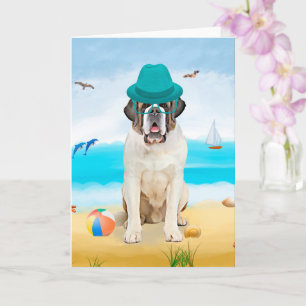 Carte Saint Bernard Dog sur la plage