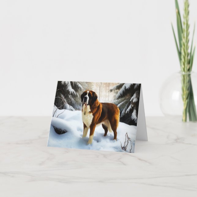 Carte Saint Bernard Laisser Neige Noël (Devant)