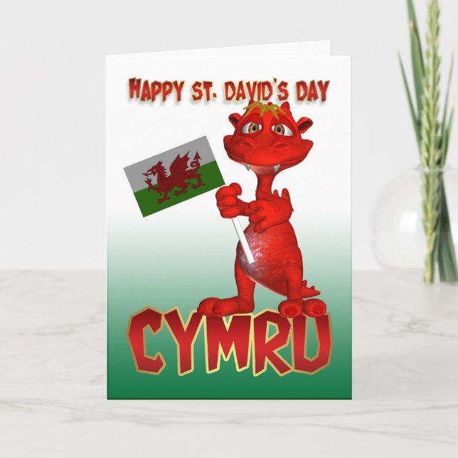 Carte Saint-David's Day - Drapeau gallois du drago (Devant)
