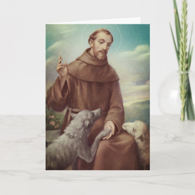 Carte Saint François d'Assise Amoureux des animaux (Devant)