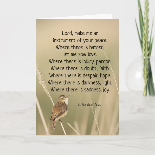 Carte Saint François d'Assise Prière Oiseau Inspirationn (Devant)
