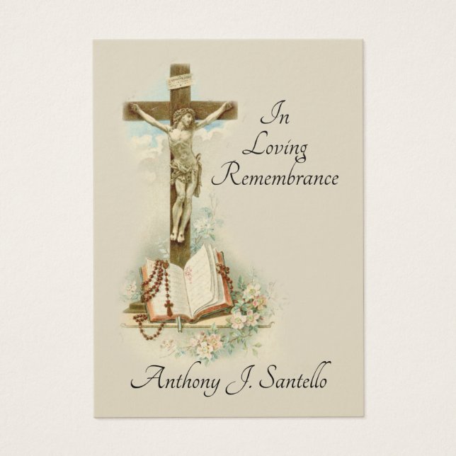 Carte Saint funéraire catholique de Jésus Crucifié (Devant)
