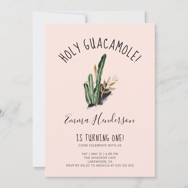 Carte Saint-Guacamole Mexicaine Moderne 1er Anniversaire (Devant)